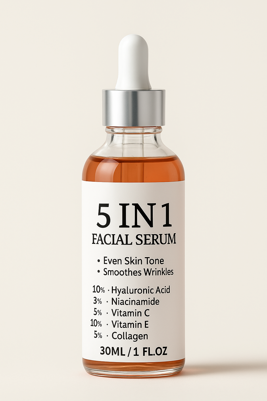5 in 1 Facial Serum – Hyaluronic Acid, Niacinamide & Vitamin Complex