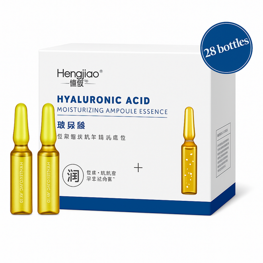 Hengjiao Hyaluronic Acid Ampoule Essence – Deep Moisturizing & Anti-Aging Serum (28 Bottles)